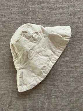 Vintage Cream Cotton Drawstring Bucket Hat